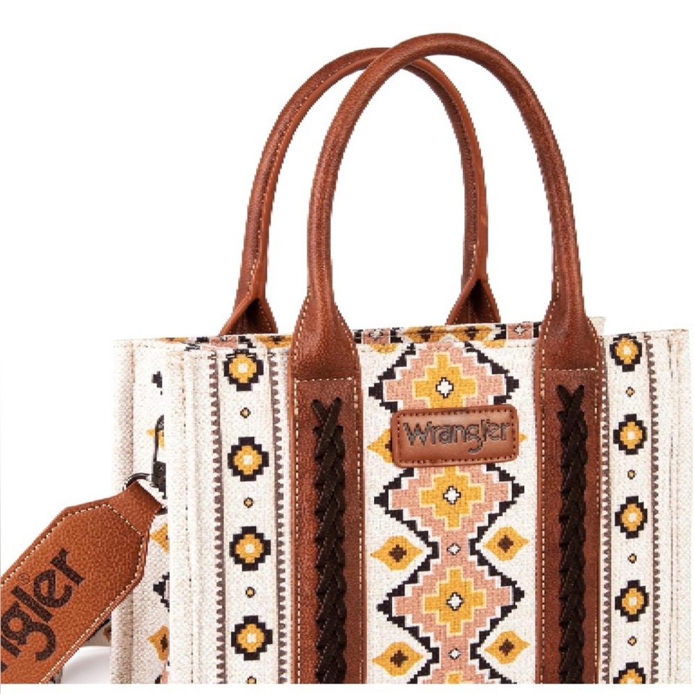 Wrangler Brown and Cream Patterned Tote - Picture 4 of 6